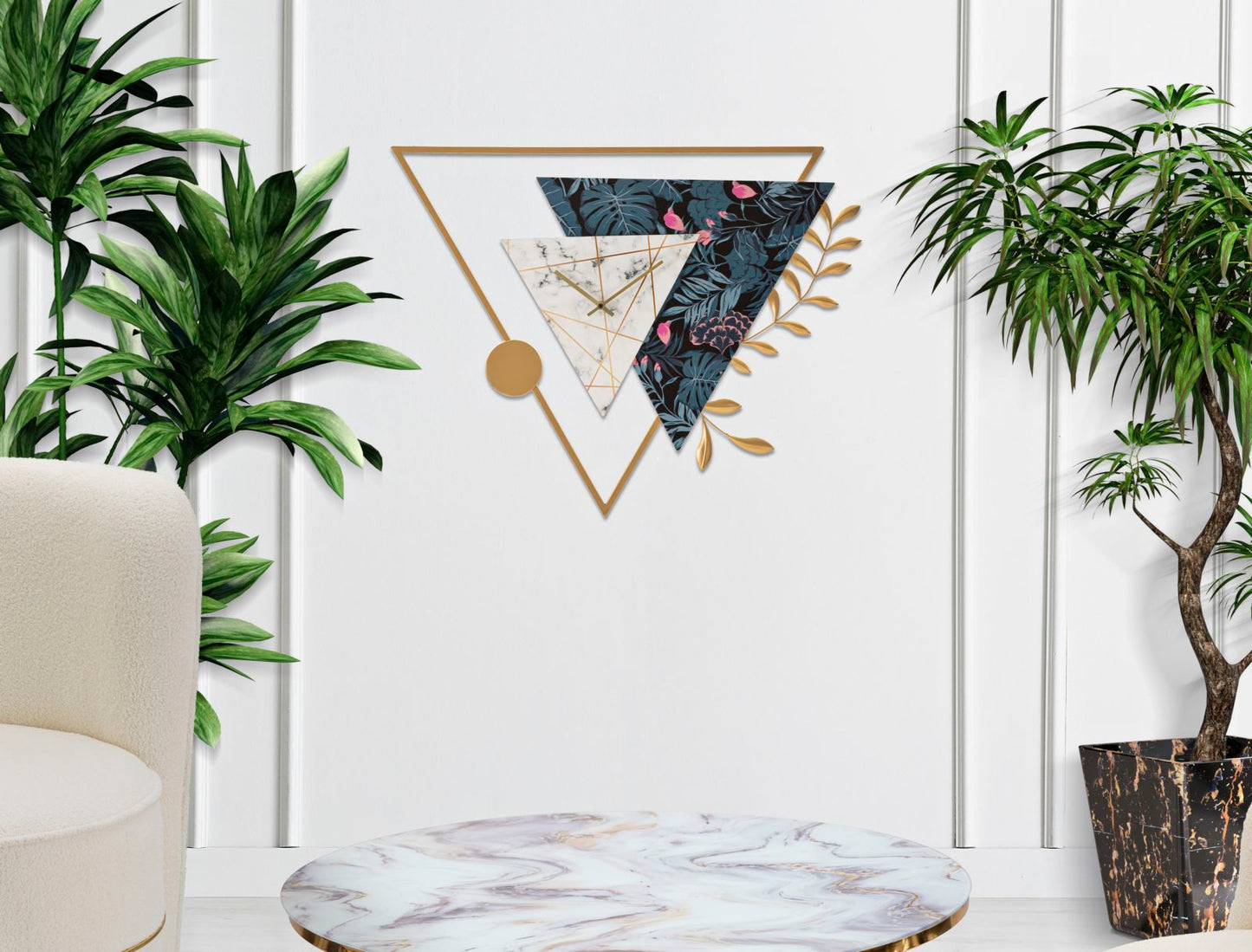 Wandklok Driehoek Glam Multicolor 59x75x4.5 cm
