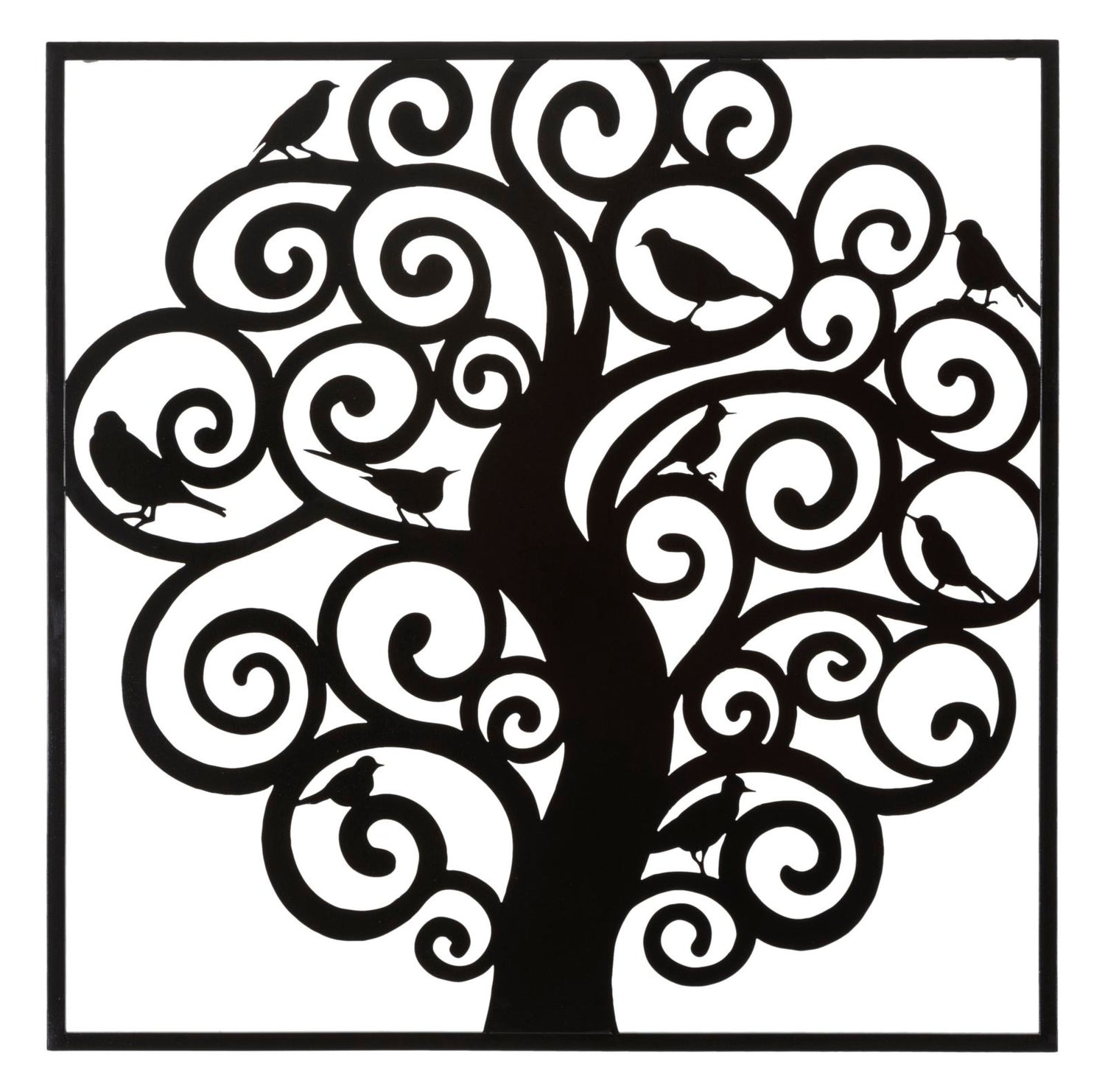 Ijzeren Wandpaneel Boom Met Vogels 70x70x1 cm