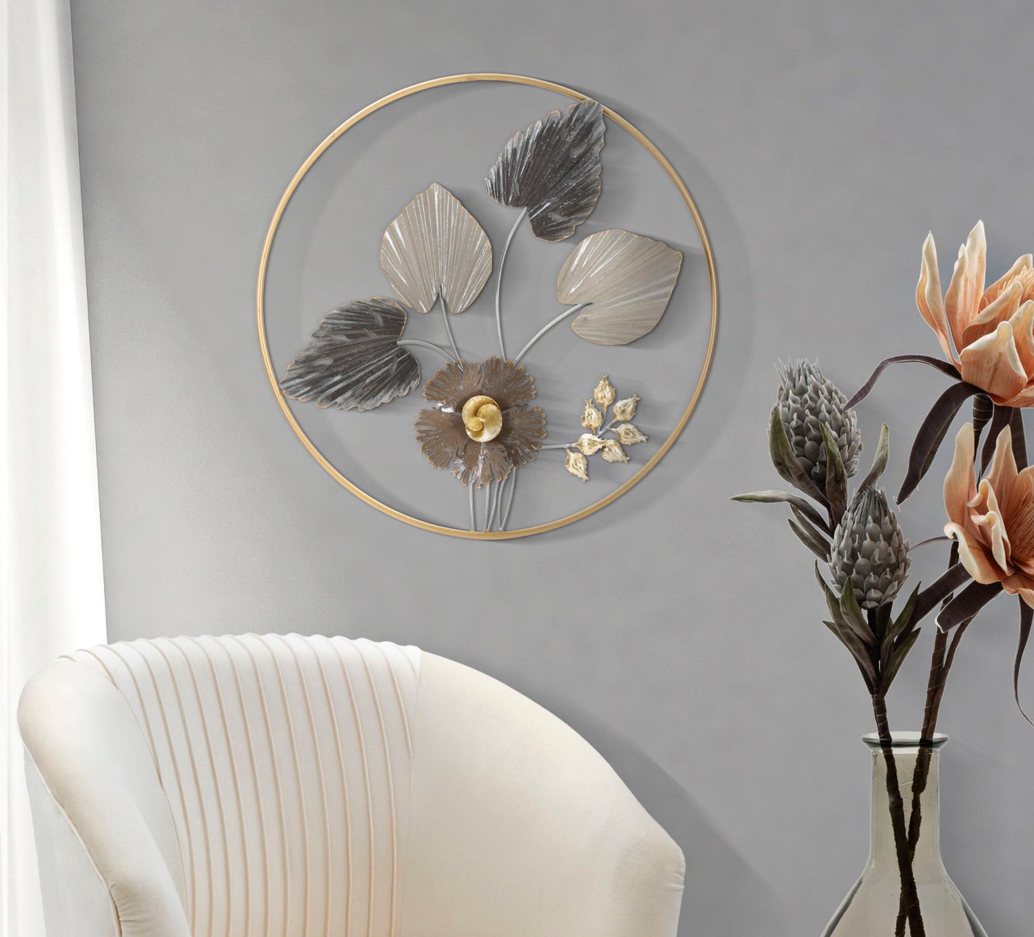 Wandpaneel Met Bladeren En Bloemen 65.4x65.4x4.4 cm