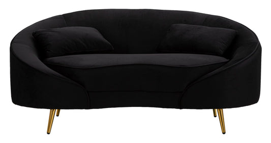 Tweezits Sofa Oslo Glam Black Met Goudkleurige Poten 68x148x84 cm