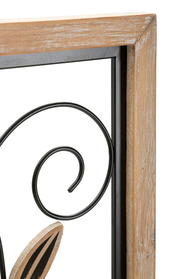 IJzer/Hout Wandpaneel Koman -B- 60x26x2.5 cm