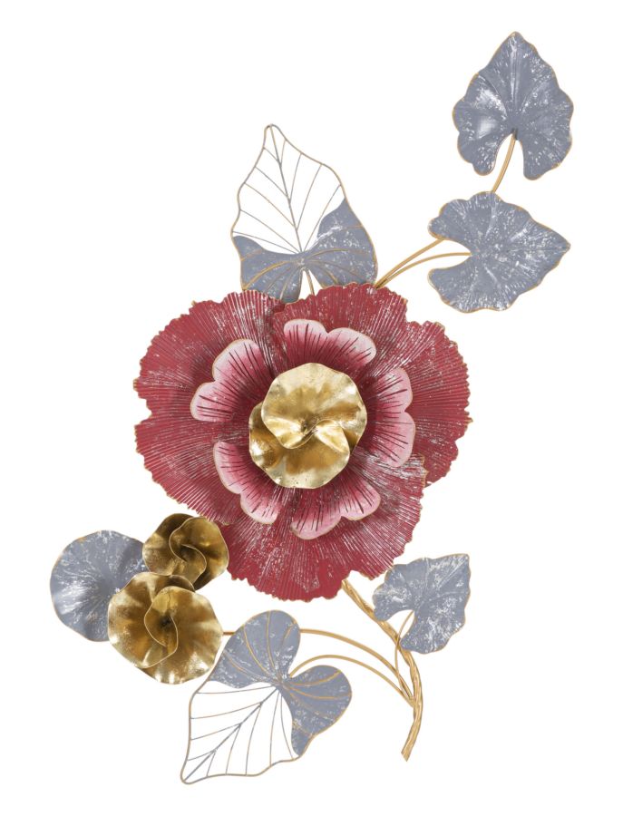 Metalen Wandpaneel Bloem Glam 111.8x61.6x9.5 cm