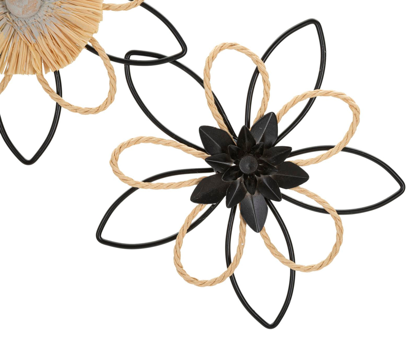 Ijzeren en Raffia Wandpaneel Flow 35x60x4 cm