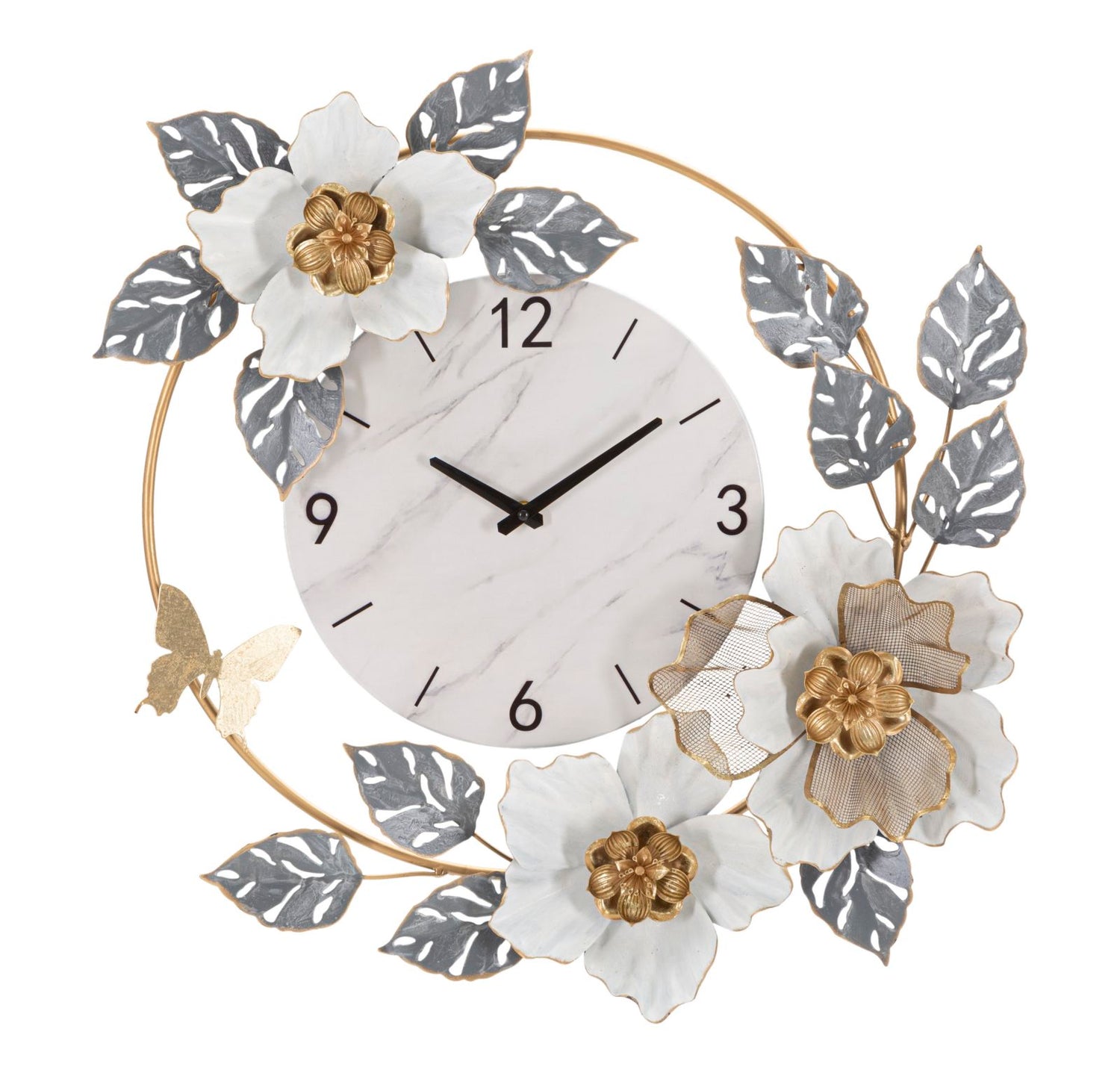 Wandklok Bloemen Boho Chic 64x64x8 cm