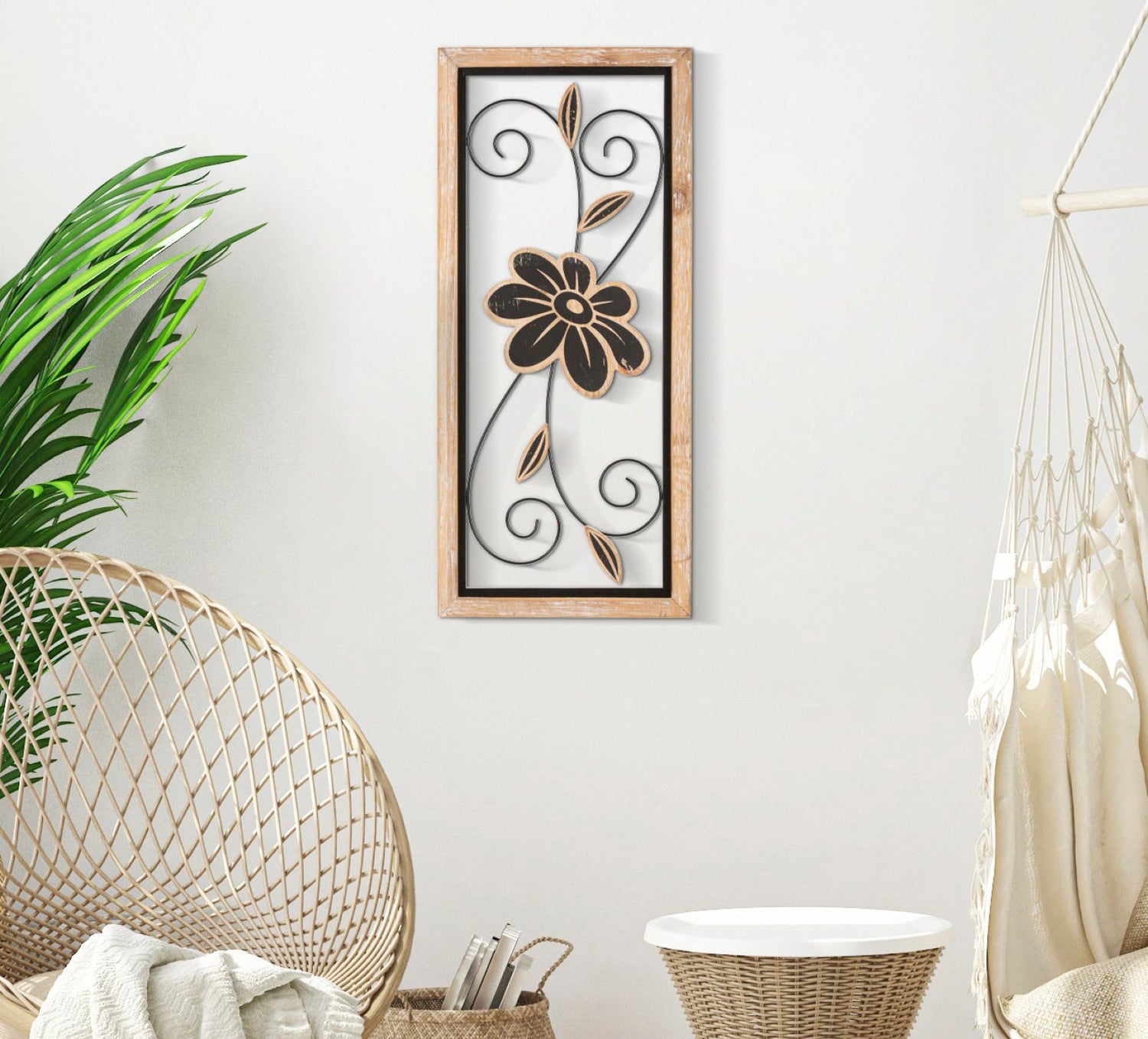 Ijzer/Hout Wandpaneel Koman Boho Chic 60x26x2.5 cm