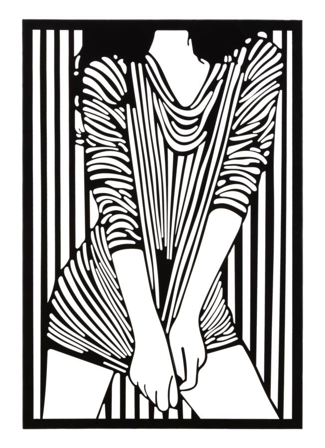 Wandpaneel Meisje Gestreepte Jurk 60x40x1.3 cm