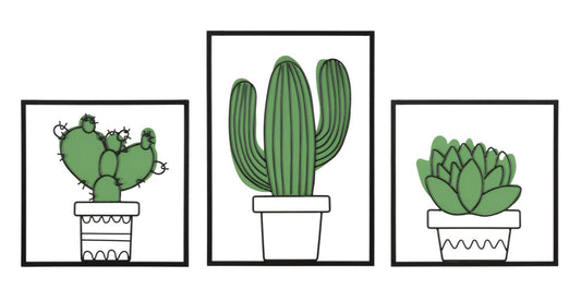 Wandpaneel Cactus Set 3 Stuks