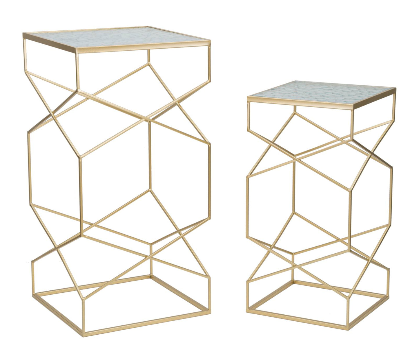 Glazen Bijzettafel Glassy Goud - Set van 2