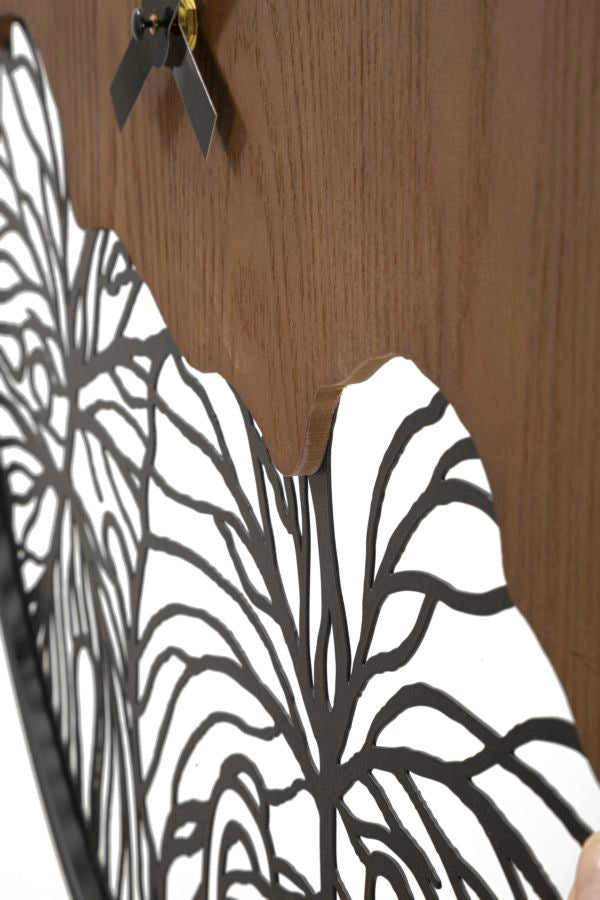 Wandklok Hout/Blad Modern 60x60x2 cm