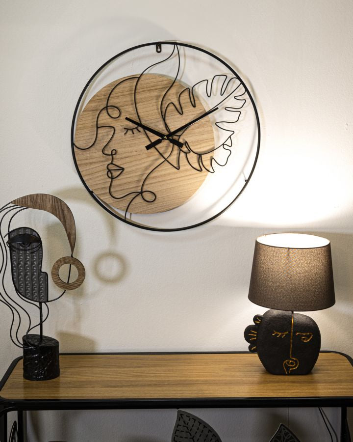 Wandklok Elegant Zwart-Bruin 60x60x2 cm
