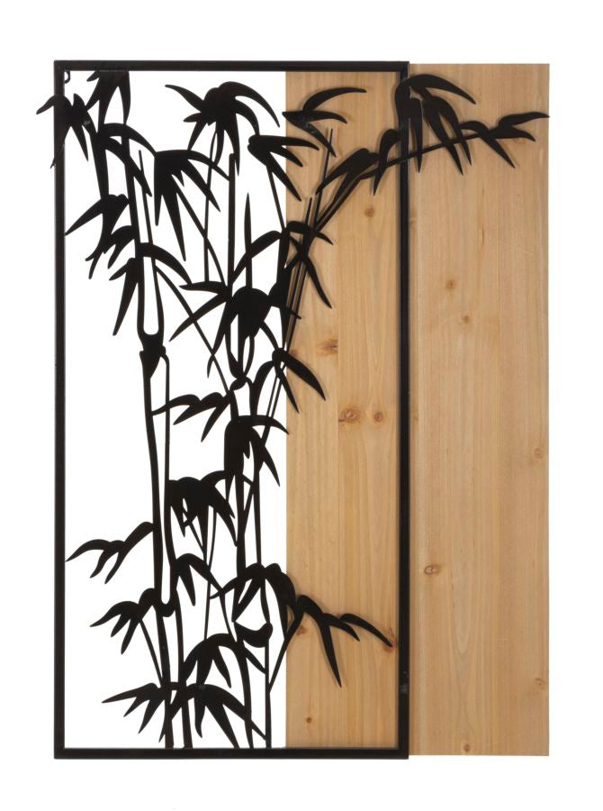 Wandpaneel Bamboe Ijzer En Hout 80x58x2 cm