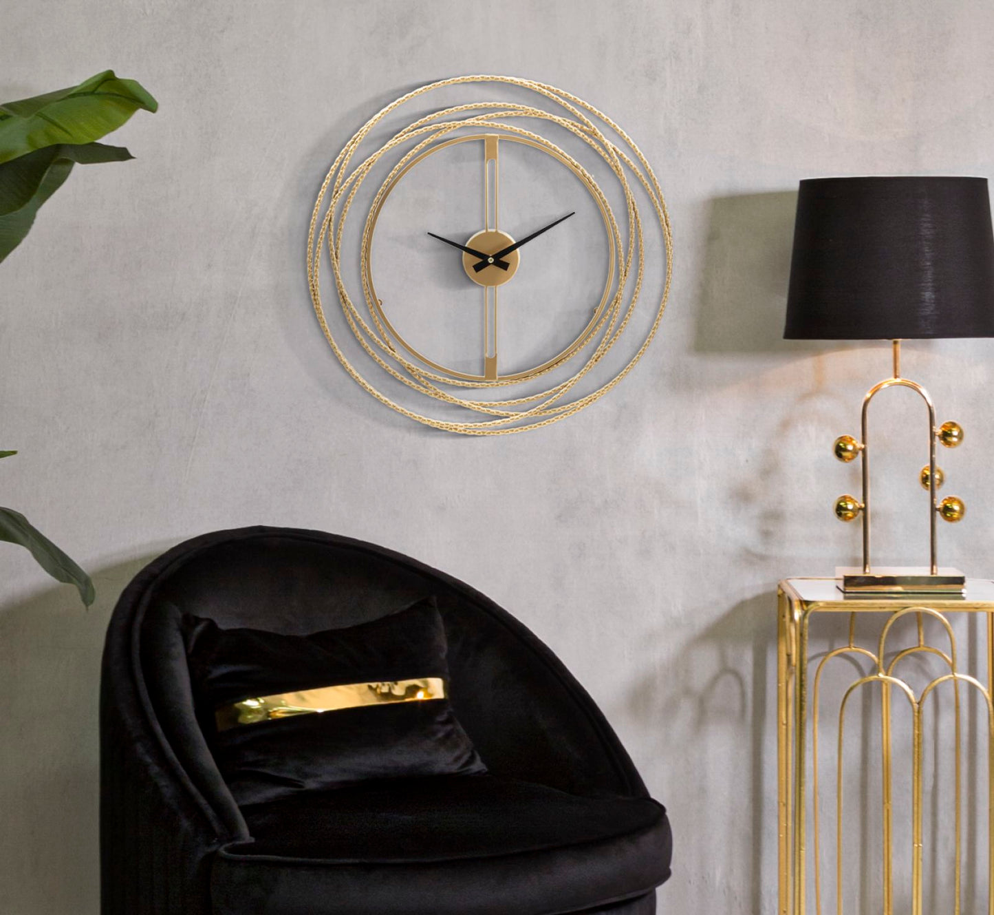 Wandklok Gold Strips 50x50x4 cm