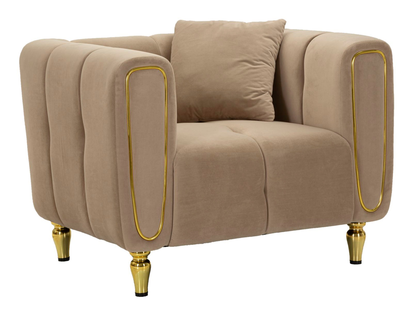 Fauteuil Alma Grijs met Gouden Poten 71x81x97 cm