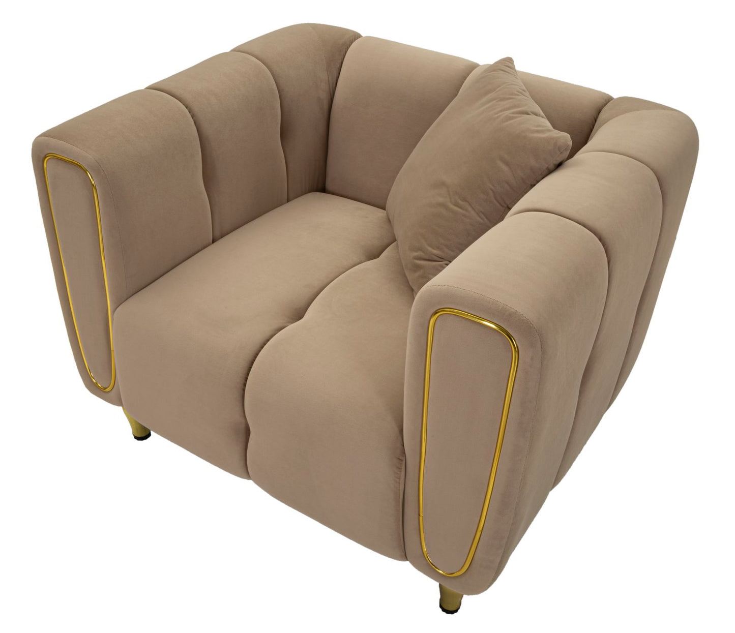 Fauteuil Alma Grijs met Gouden Poten 71x81x97 cm