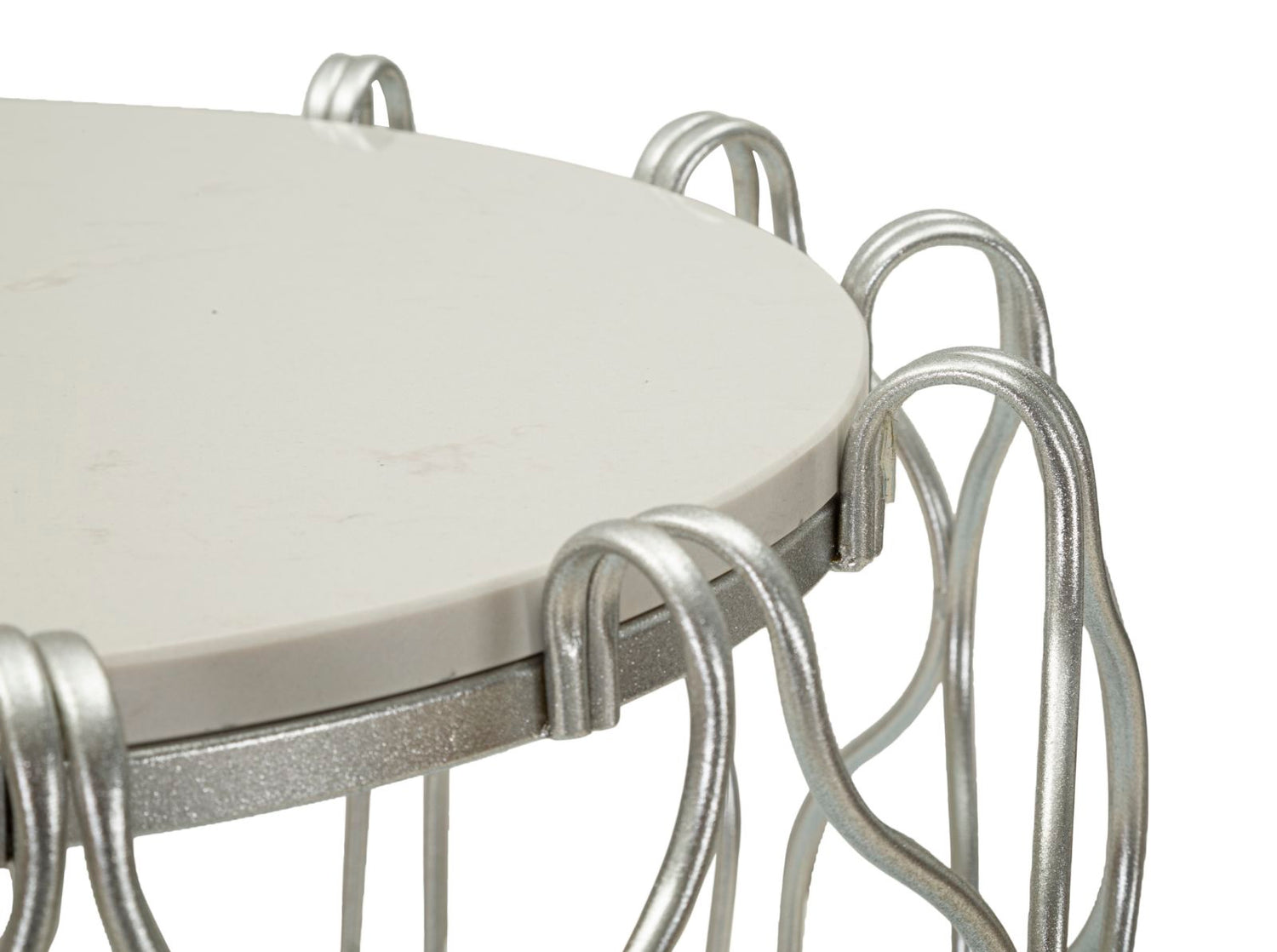 Marmeren Salontafel Met Zilveren Onderstel 61.5x47.5x47.5 cm