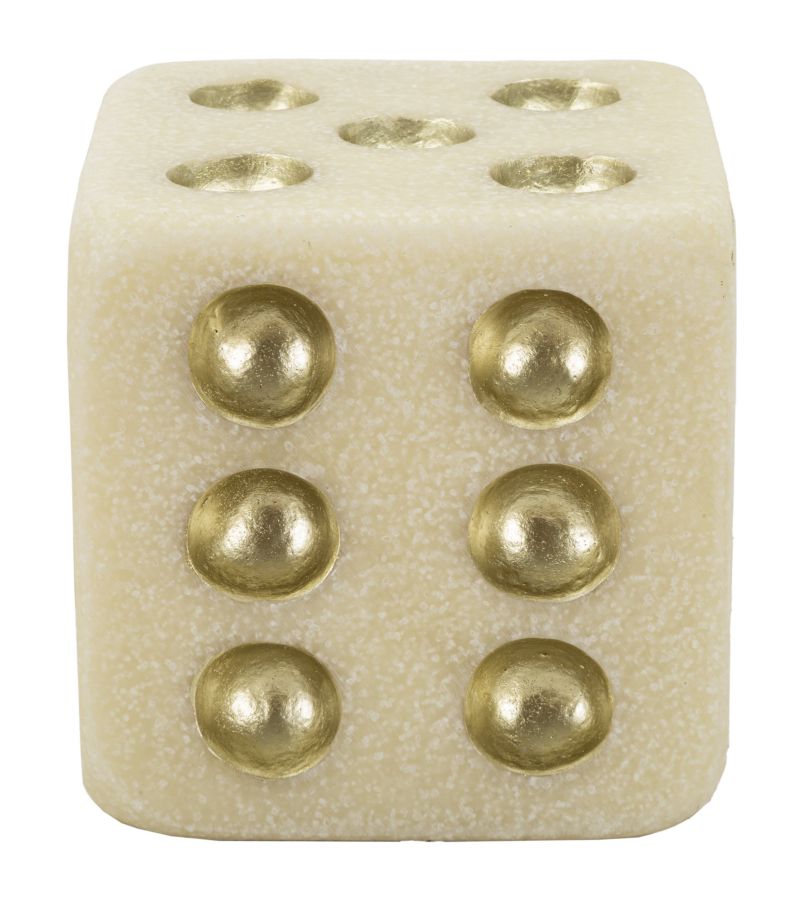 Dice Quarzy Decoratief Dobbelsteen Wit En Goud 12x12x12 cm
