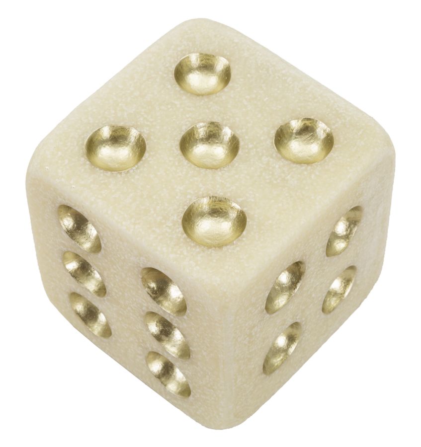 Dice Quarzy Decoratief Dobbelsteen Wit En Goud 12x12x12 cm