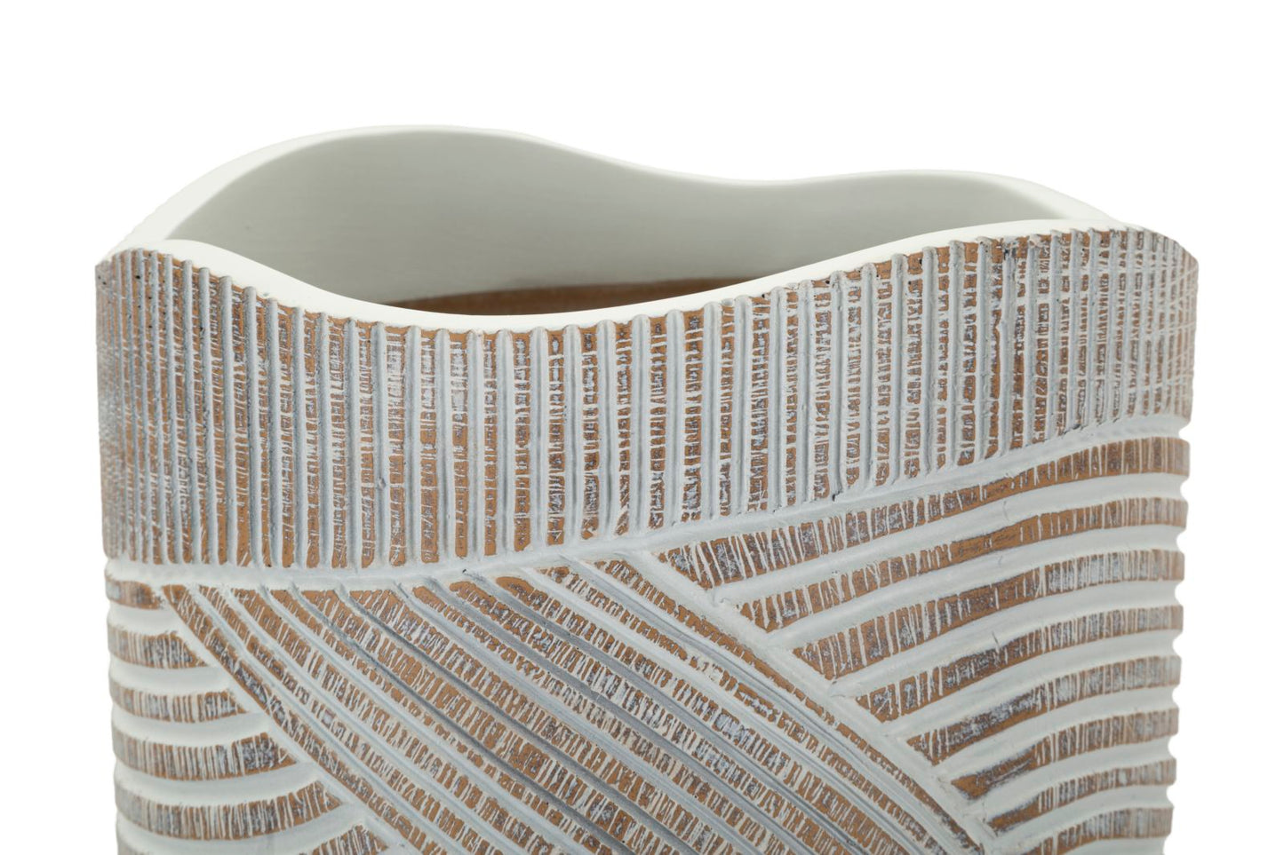 Houten Resin Pot Wit Gewassen 55x19x19 cm