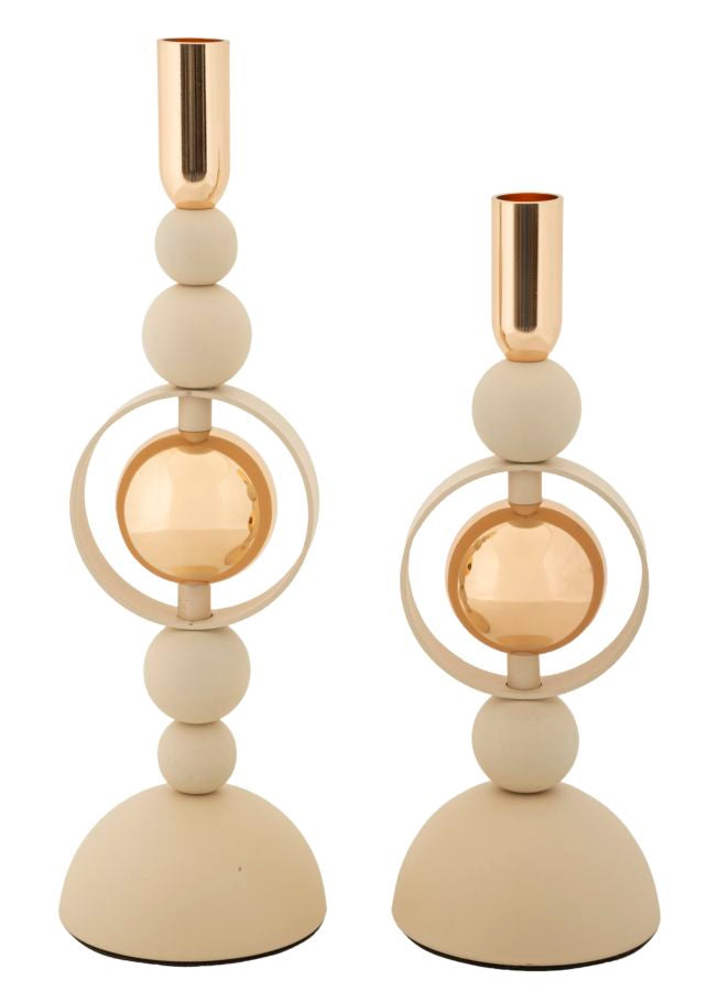Kandelaar Saturn Cream Set 2 Stuks