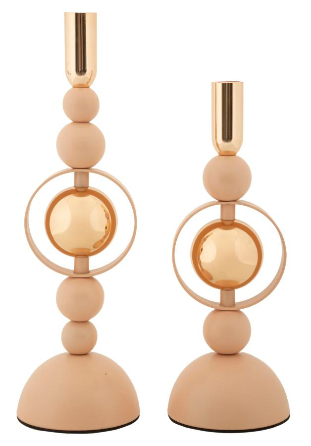 Kaarsenhouder Saturn Roze Set 2 Stuks