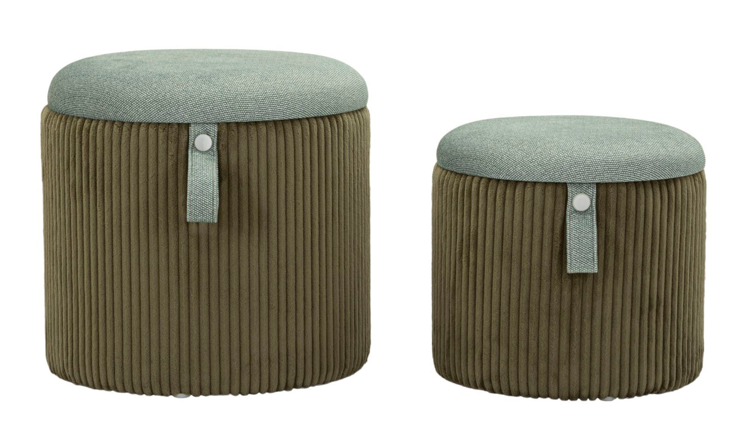Opbergpouf Bolzano Groen Set 2 Stuks
