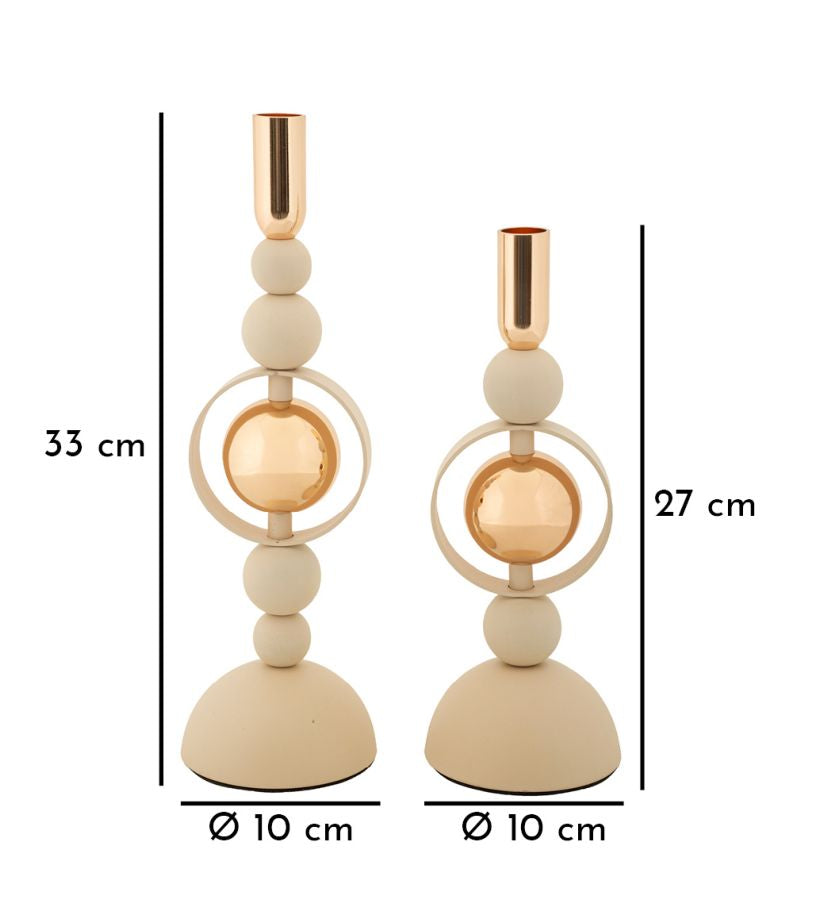 Kandelaar Saturn Cream Set 2 Stuks