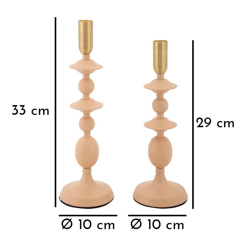 Kandelaar Gemini Roze Set 2 Stuks