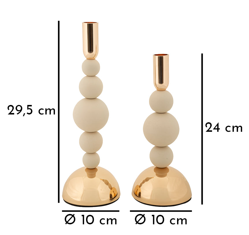 Kaarsenhouder Bolly Crème Set 2 Stuks