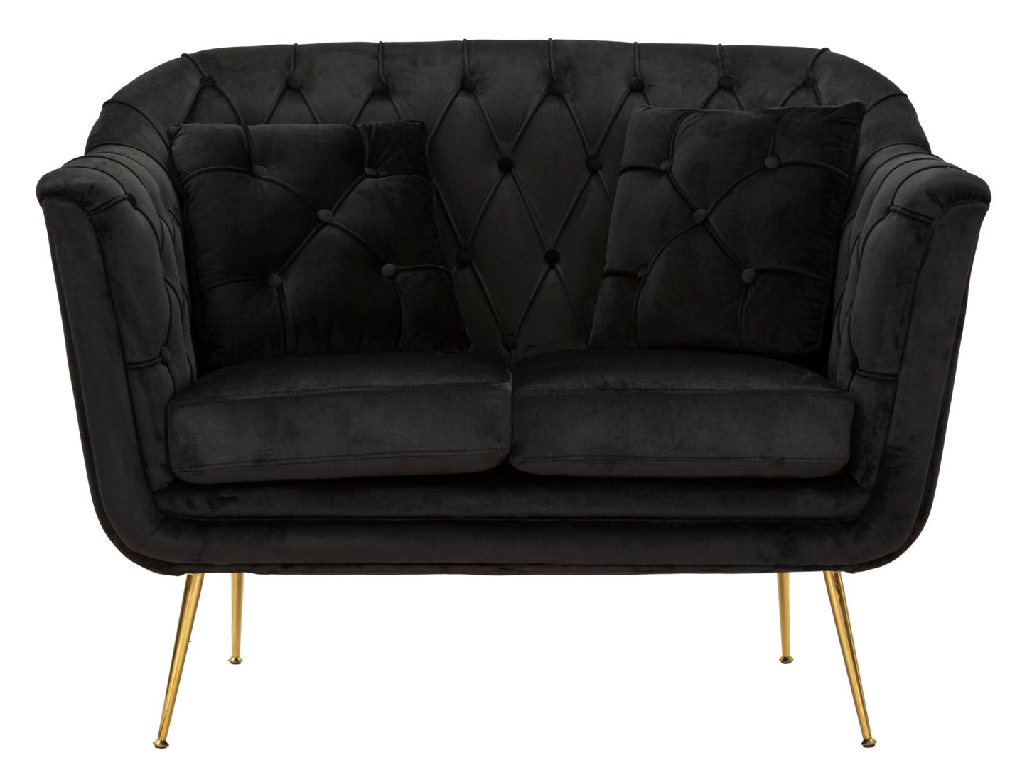 Budapest Sofa 2-Zits Zwart Met Kussens 91x130x83 cm