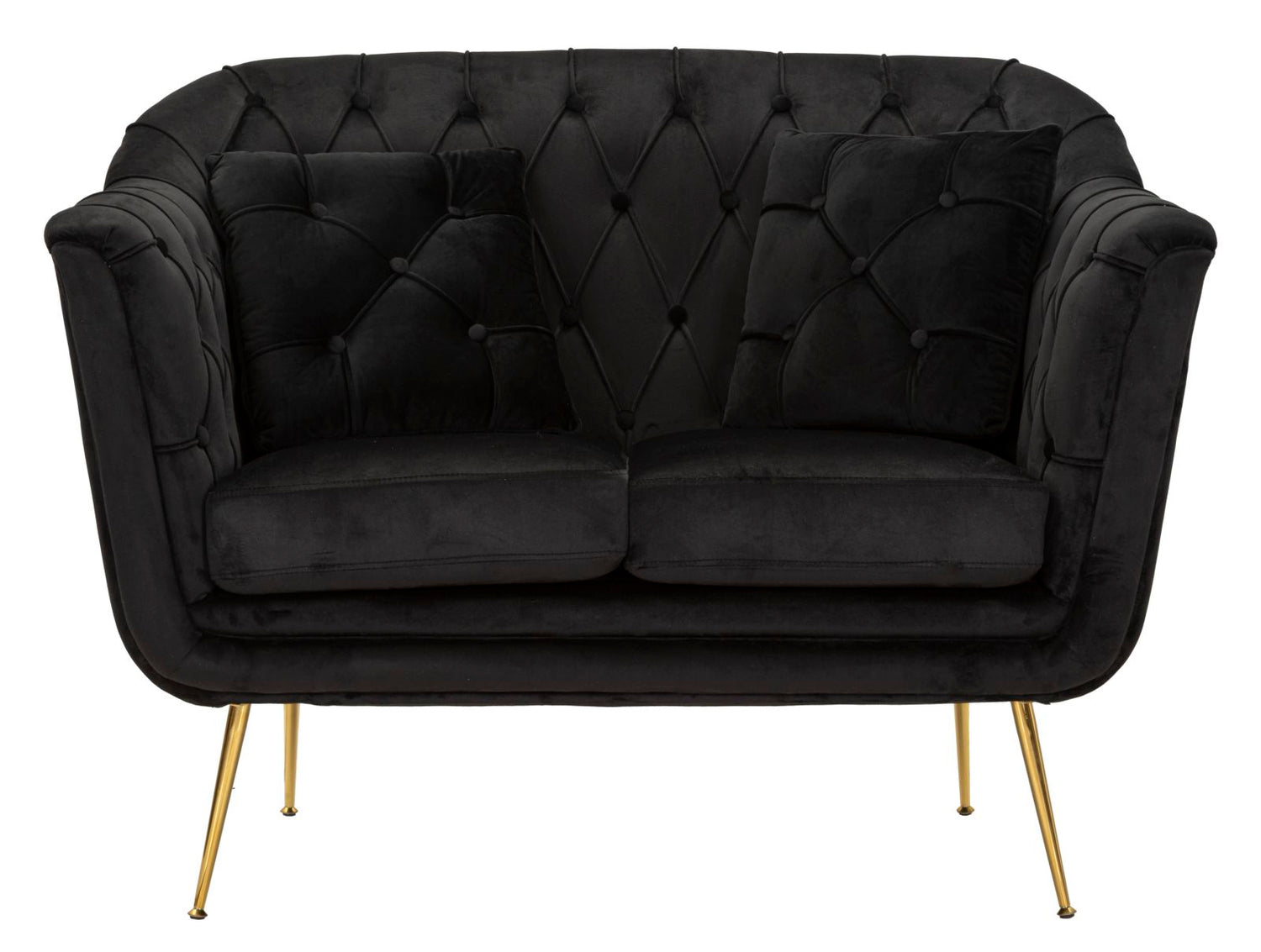 Budapest Sofa 2-Zits Zwart Met Kussens 91x130x83 cm