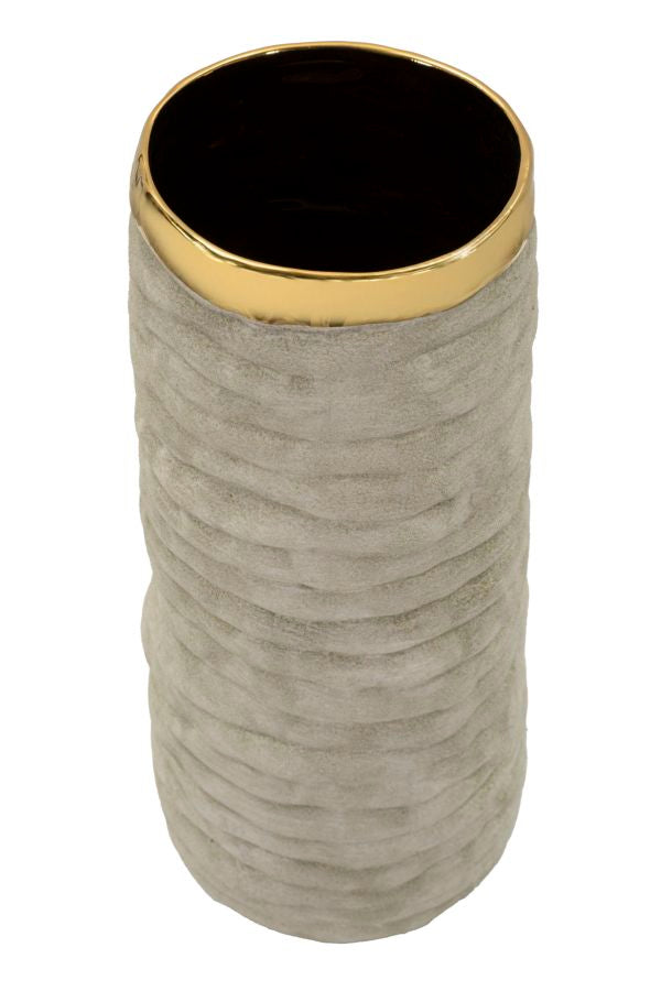 Lima Open Vaas Grijs/Goud 31.5x14x14 cm