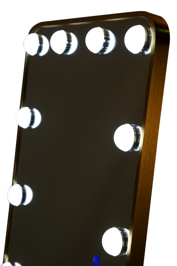 LED Vloerspiegel Hollywood Rechthoekig Goud 160x50x5 cm