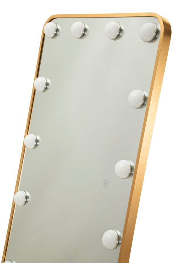 LED Vloerspiegel Hollywood Rechthoekig Goud 160x50x5 cm