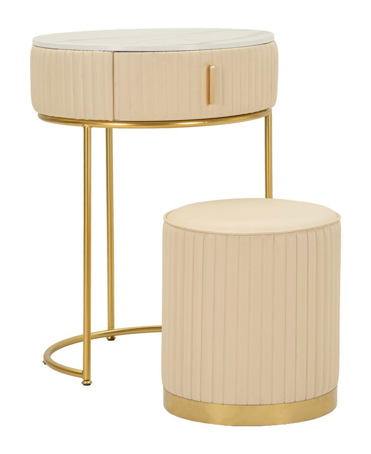 Nachtkastje/Kaptafel Met Pouf Pok - Modern 70x52x52 cm