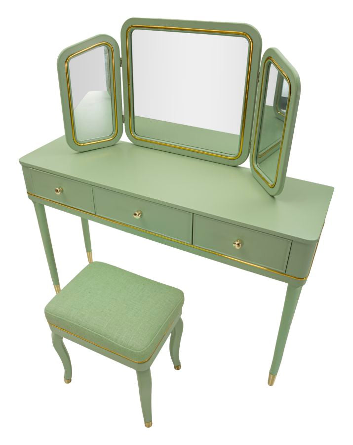 Camille Kaptafel Met Spiegel En Kruk Groen 79x120x37 cm