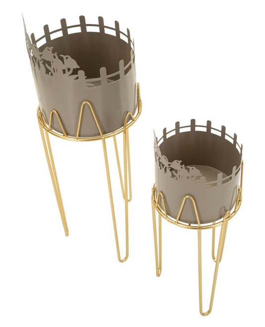 Bloemenvaashouder Set 2 Stuks Glam 79x27x27 cm