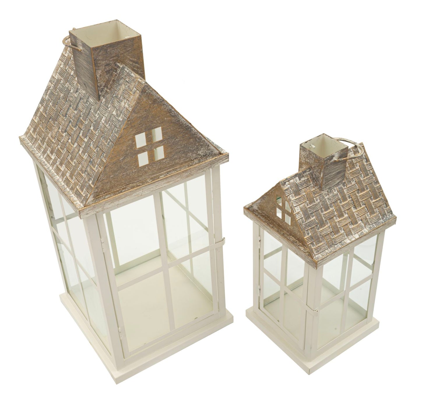 Houten Lantaarn Set 2 Stuks Modern 55x24.5x24.5 cm