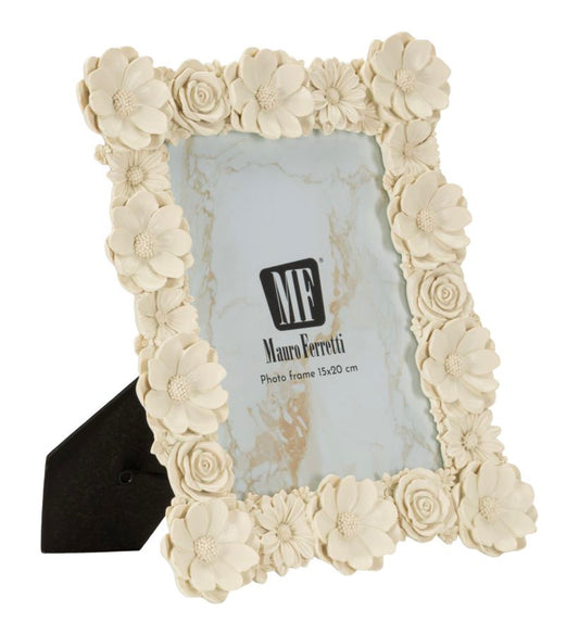 Fotolijst Met Reliëf Bloemen Cream