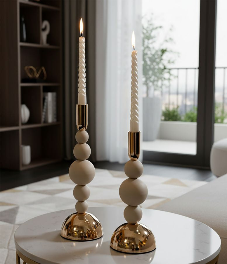 Kaarsenhouder Bolly Crème Set 2 Stuks