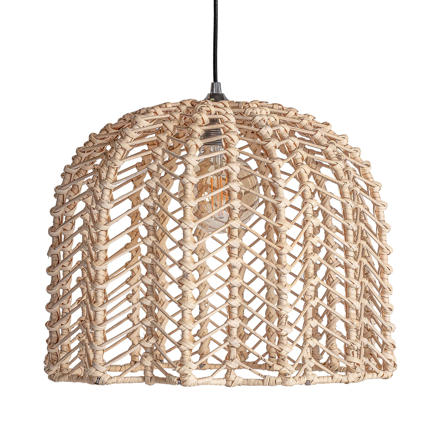 Plissé Rattan Plafondlamp 42x42x32 cm