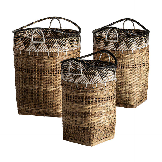 Zirba Rattan Wasmanden Set van 3 Stuks 44x50x57 cm
