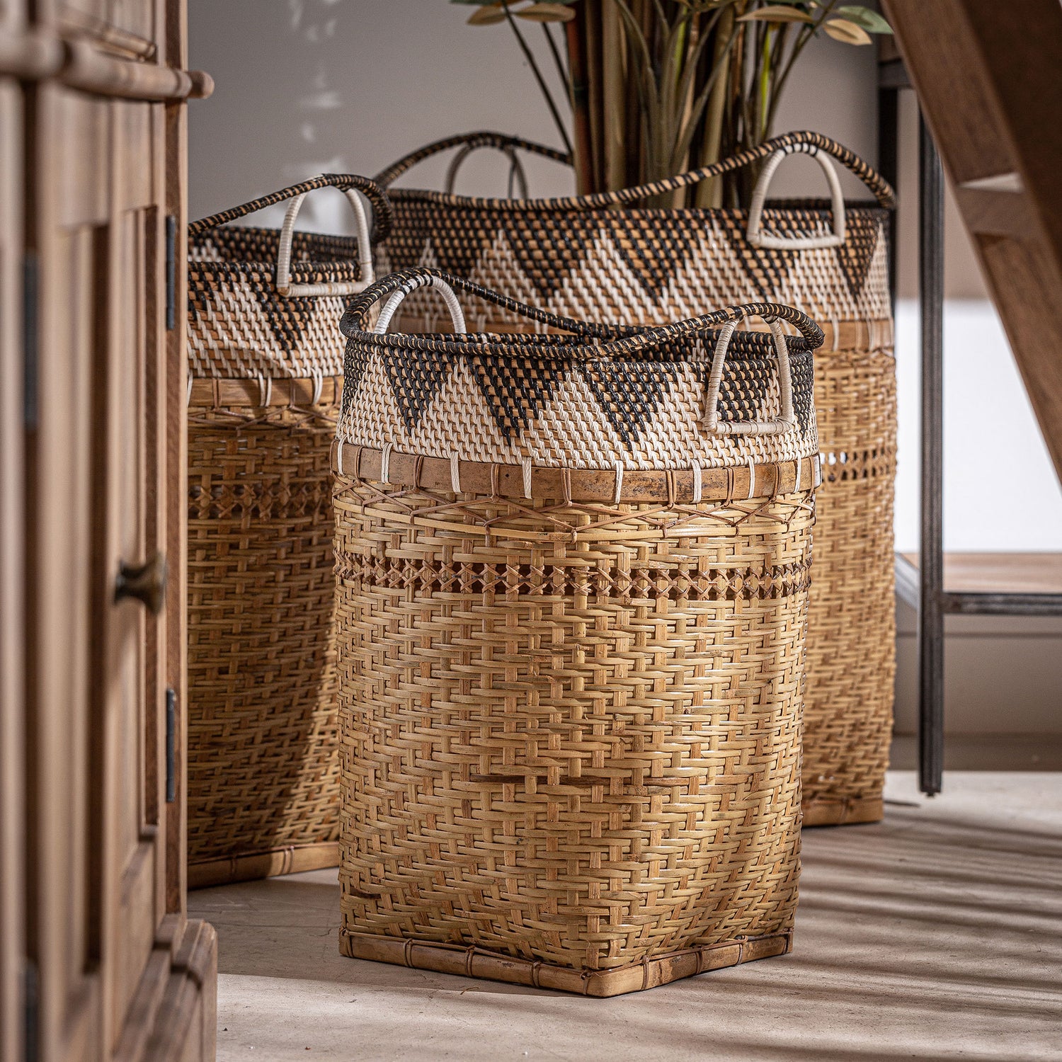 Zirba Rattan Wasmanden Set van 3 Stuks 44x50x57 cm