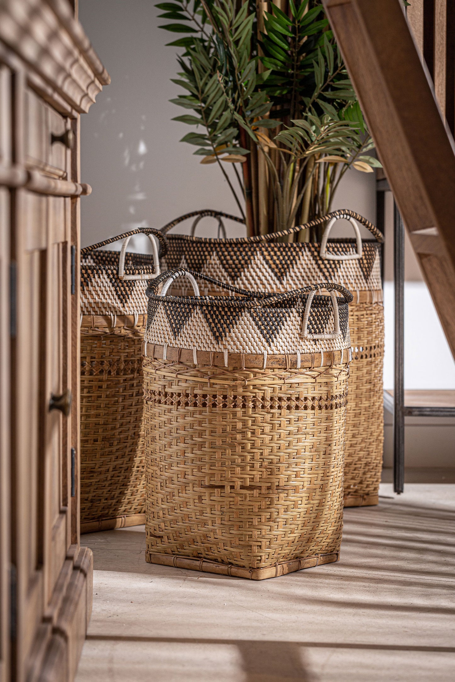 Zirba Rattan Wasmanden Set van 3 Stuks 44x50x57 cm