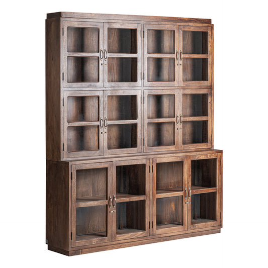 Jekye Glazen Vitrinekast Rustiek 184x38x212 cm