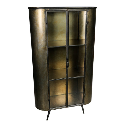 Spacer Brass Iron Glass Door Cabinet High