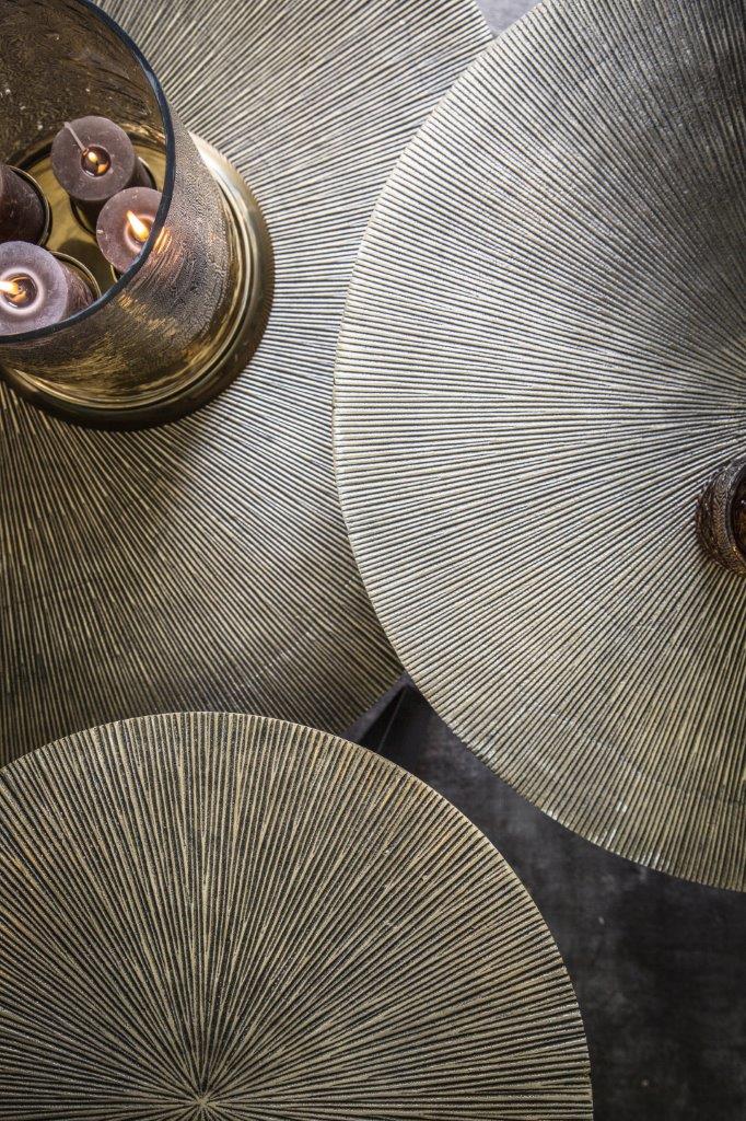 Kae Gold Alu Black Iron Round Coffee Table M