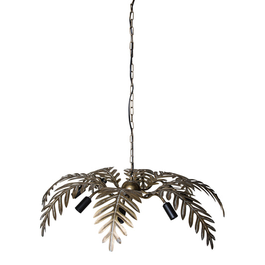 Moira Gold Metal Hanging Lamp Palm Leaf Wide