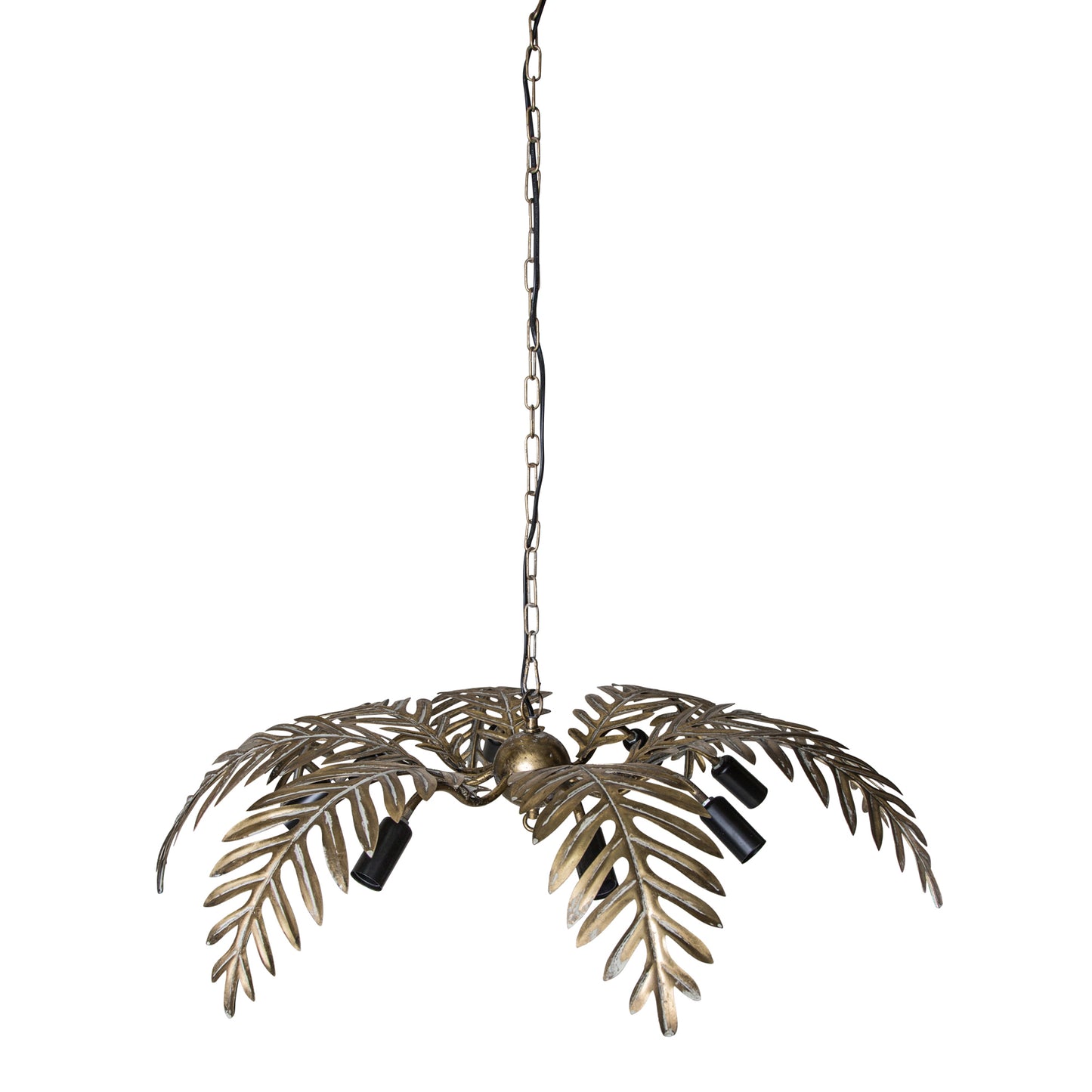 Moira Gold Metal Hanging Lamp Palm Leaf Wide