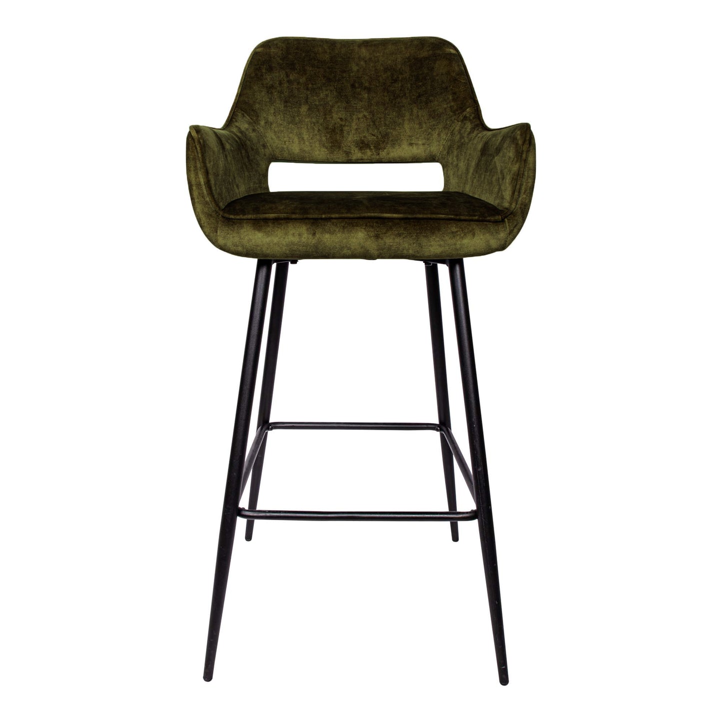Fallon Velvet Green Bar Stool Black Metal Leg KD (set of 2)
