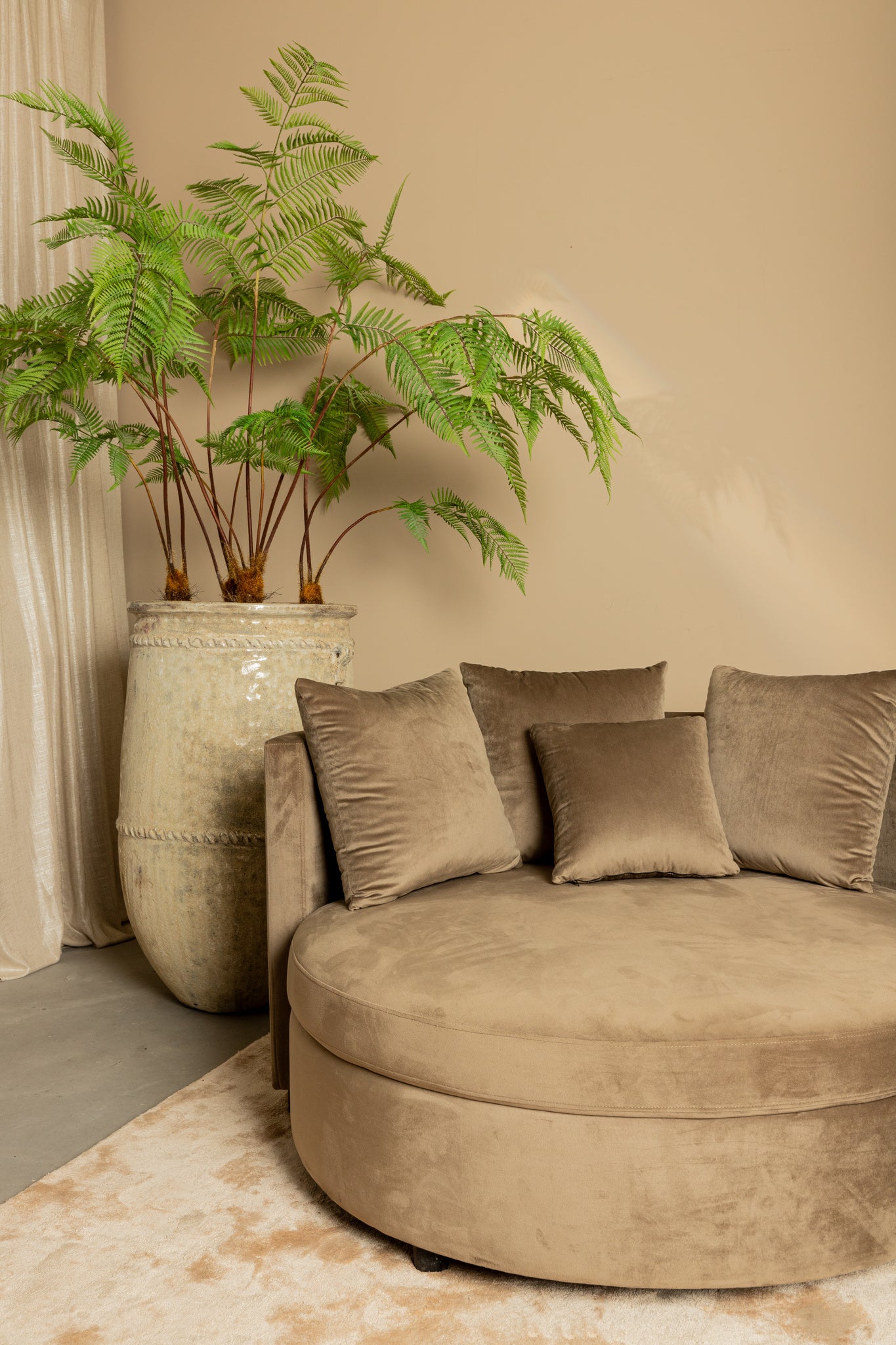 Fayen Velvet Sand Fauteuil Half Round KD